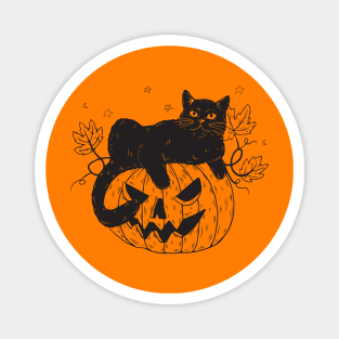 Halloween Pumpkin Cat Magnet